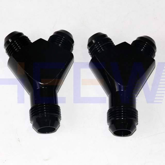 MALE AN8 TO 2 X 6AN 3-WAY Y FITTING COUPLER Block SHAPE FUEL LINE ADAPTER BL