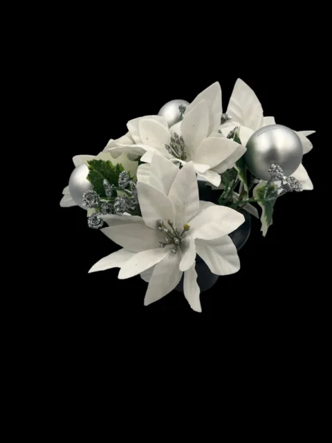 Quality Artificial Christmas  Arrangement Grave vase / Memorial / Crem Pot White