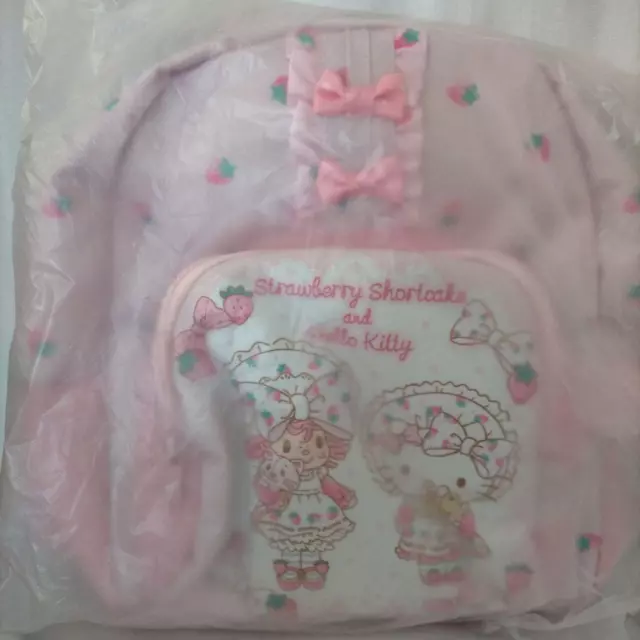 Sanrio Hello Kitty Strawberry Shortcake Backpack School Bag Pink Ribbon New