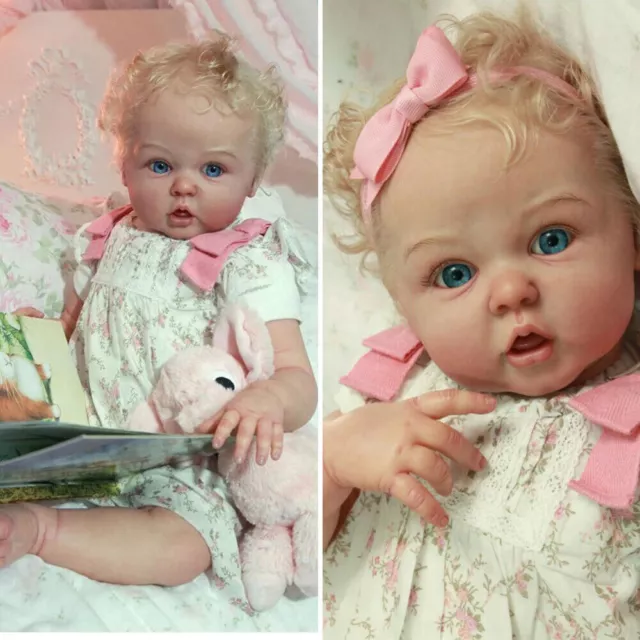 24" Reborn Baby Doll Hand Painted Cuddly Lifelike Girl Newborn Toddler Kids Gift