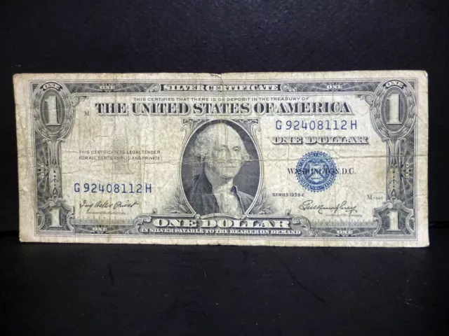 USA 1935 E Silver Certificate G/H Note Blue Seal $1 Circulated Condtion 3013