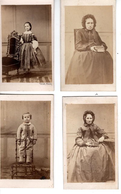 4 Photos - TERUEL - Photographe à Nevers (58) - Années 1870 - 2 Enfants 2 Femmes