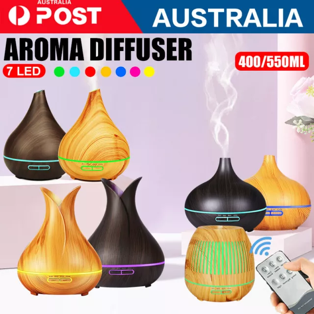 Aroma Aromatherapy Diffuser LED Oil Ultrasonic Air Humidifier Purifier 400/550ML