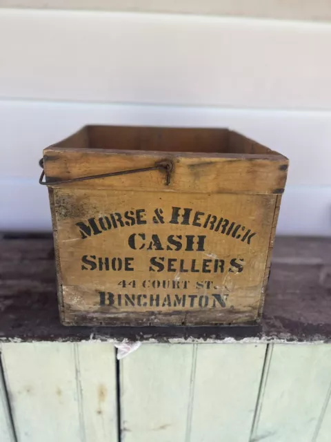 c 1890s Binghamton NY Morse & Herbrick Cash Shoes-Farmers Egg Carrier YELLOW A/F