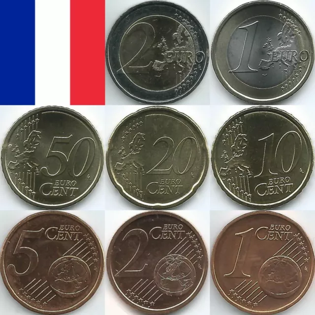 Frankreich Euromünzen von 1999 bis 2024, unzirkuliert/bankfrisch