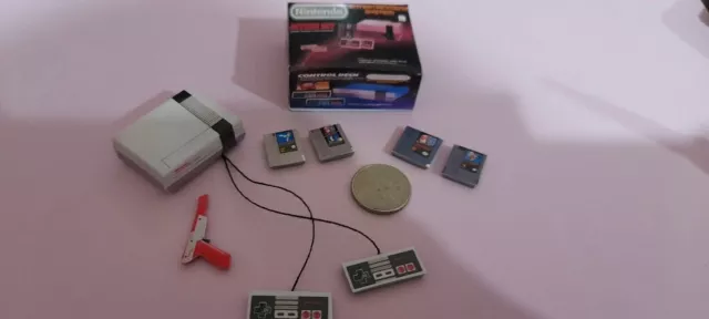 Dolls House Miniature 1/12th Scale Games Console nintendo NES and games replica
