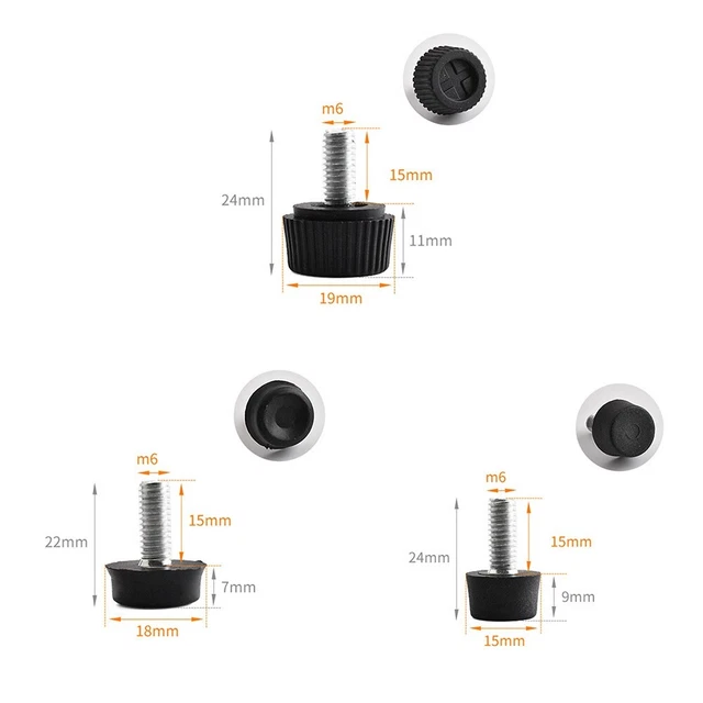 25 Pieds De Nivellement Réglables Pour Meubles - Filetage M6x20mm - Noir Et Argent - Marque Uxcell