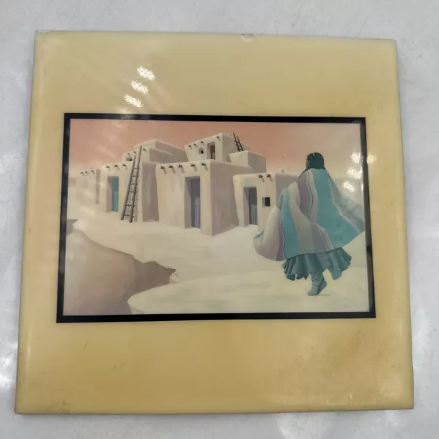 VTG Ceramic Tile Signed Deborah Hiatt Spirit & Nature Southwest Pueblo Art #669