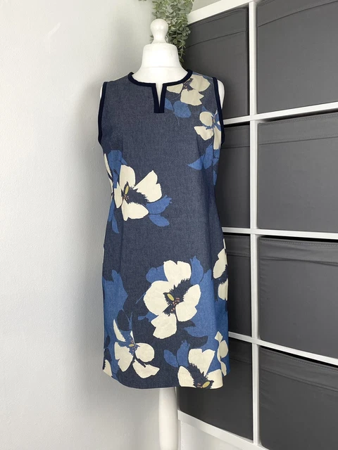 Hobbs Tunic Shift Dress16 Floral Denim Style  Occasion Work Career Office
