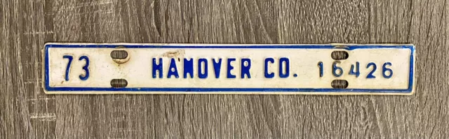 Vtg 1973 Hanover County Virginia License Plate Topper Town Tag Car Auto