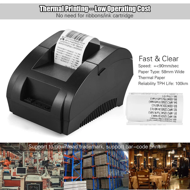 POS5890K 58MM USB Thermal Receipt Printer Support Cash Drawer ESC/POS