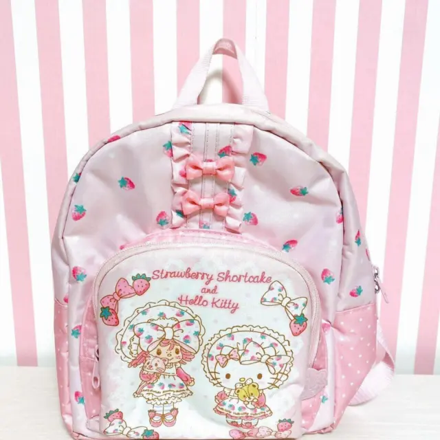 Sanrio Hello Kitty Strawberry Shortcake Backpack School Bag Pink Ribbon Kawaii