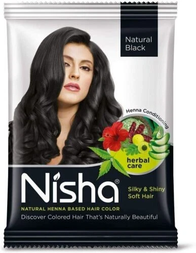 Color de cabello a base de henna natural Nisha (negro natural) paquete de 10 gm