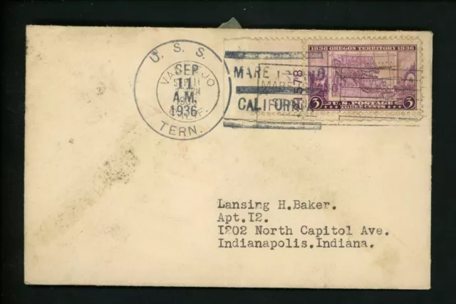 US Naval Ship Cover USS Tern AM-31 Pre WWII 1936 Mare Island California CA