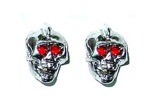 Guitar Parts SKULL KNOBS Set of 2 - CHROME w/ RED EYES