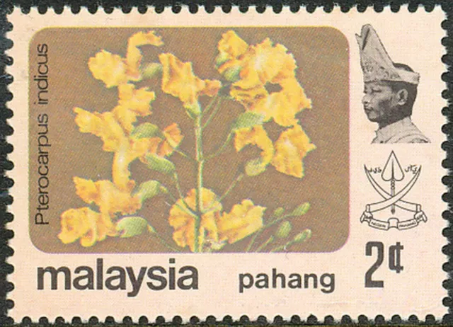 MALAIISCHE STAATEN PAHANG 1979 Blüten 2 C Pterocarpus indicus ** ABART DRY PRINT