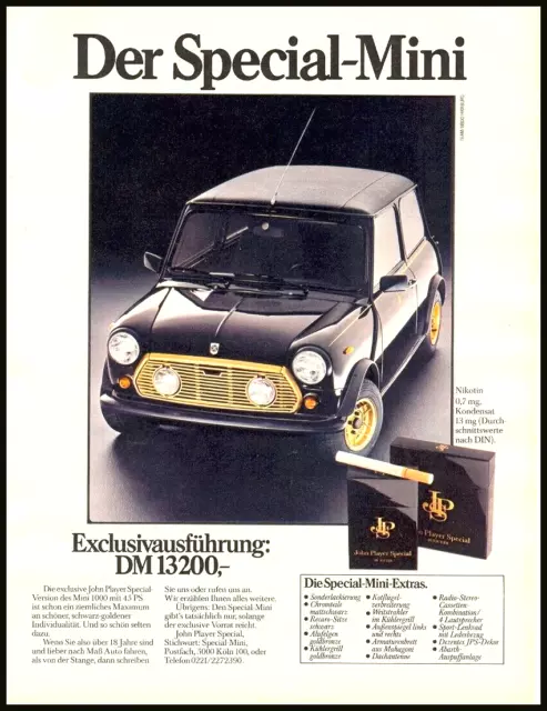 Austin mini pubblicità originale 1980 John Player Special Mini versione esclusiva