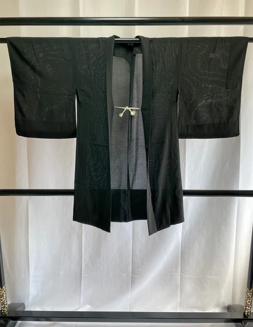Vintage Japanese Silk Haori Jacket - Haori Black Kimono Jacket