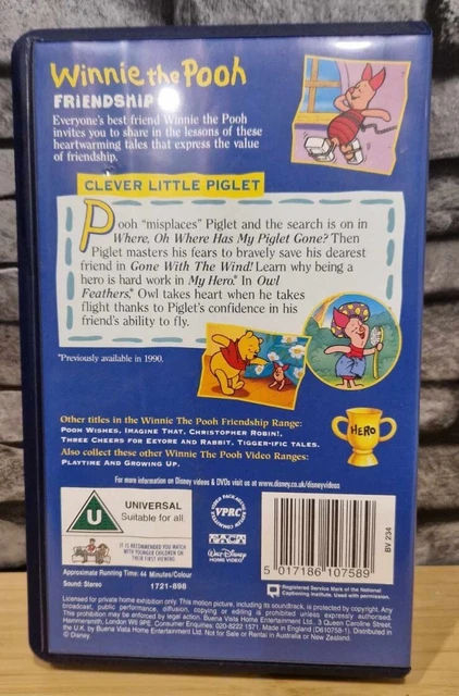WINNIE THE POOH - Clever Little Piglet - Friendship - PAL VHS Video