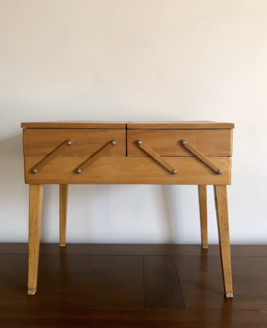 Cantilever Teak Sewing Box On Legs