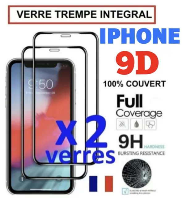 Verre Trempe Iphone Vitre Protection Ecran Integral 15 14 13 12 11 Pro Max 8 Xr