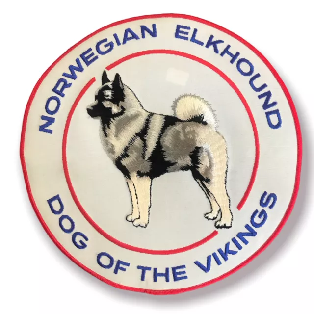 Huge 10” Vintage Norwegian Elkhound Patch Dog Of The Vikings NOS