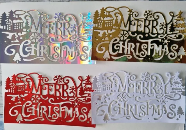 4 Large Merry Christmas Scene Craft Die Cut Card Toppers (Set 1)
