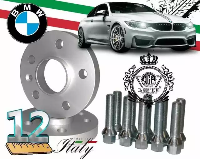 2 DISTANZIALI da 12 mm 5/120/72,6 + Bulloni M12x1,50 x BMW SERIE 1 E81 2 E87 E88