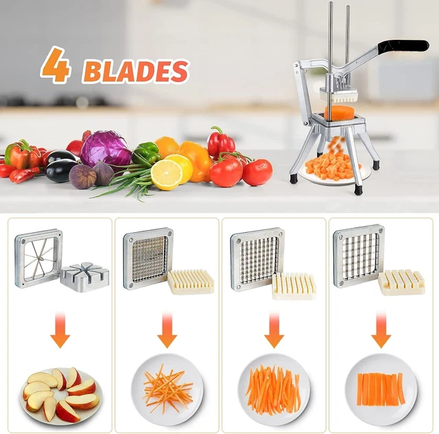 Commercial Chopper Vegetable Fruit w/ 4 Replacement Blades Cutter Potato Slicer