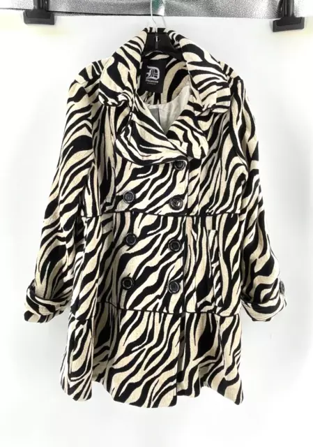 NWT Dollhouse Outerwear Women's Double Breast Button Coat Zebra Print Size 2X