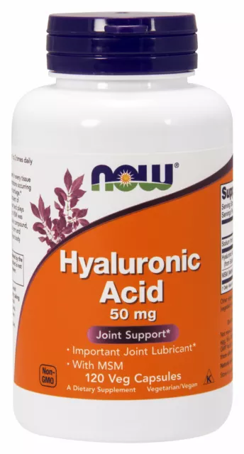 NOW Supplements, Hyaluronic Acid 50 mg with MSM, Joint Support*, 120 Veg Capsule