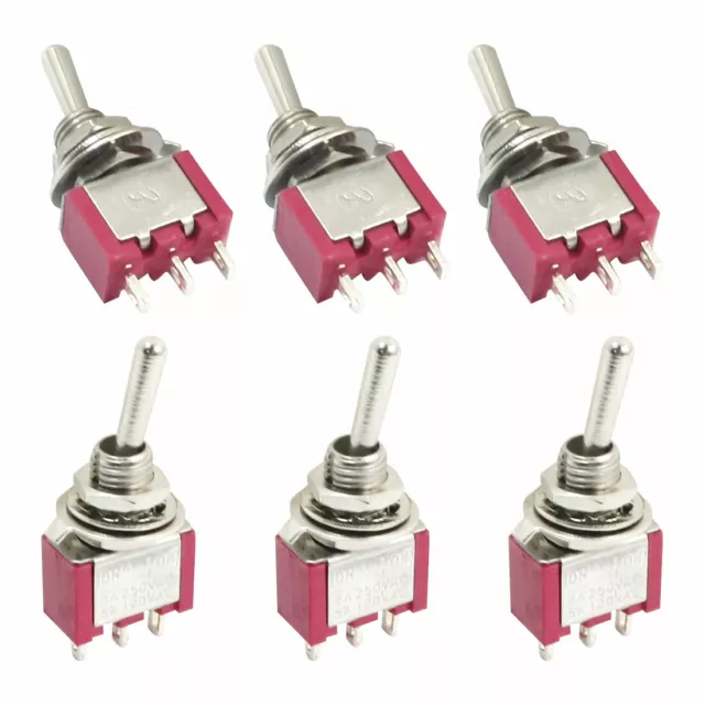 SPDT ON-OFF-ON 3 Position Momentary Electric Toggle Switch AC 120V 5A Red 6pcs