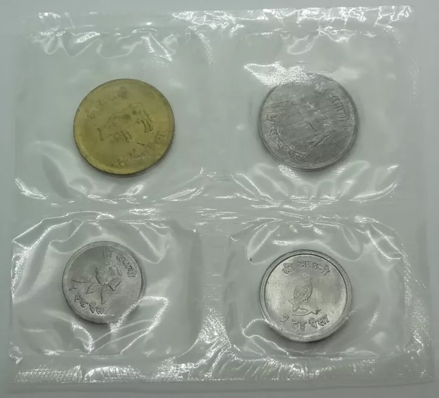 1967-1968 Nepal, Type Set, 4 Coins, 1-2-5-10 Paisa, Scarce, Sealed Package