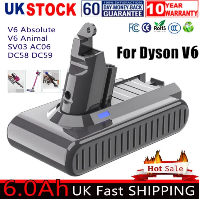 4.0Ah 6.0Ah For Dyson V6 Animal DC58 DC59 DC62 SV03 SV06 SV05 Battery Replace UK