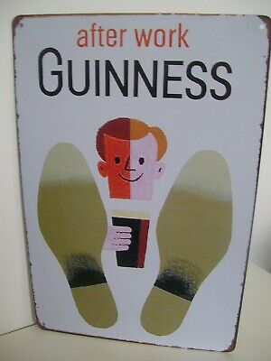 After Work Feet Up Glass Of Guinness Vintage Design Tin Advertising Sign