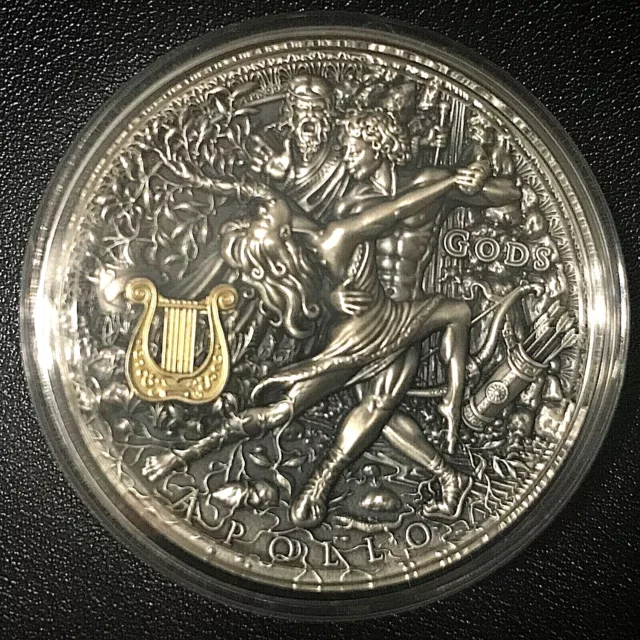 Niue 2020 $2 God Of The Sun Gods "APOLLO" 2 oz Antique Finish Silver Coin.