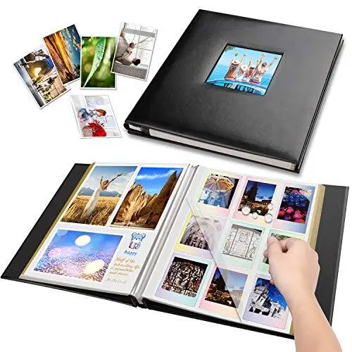 Photo Album Self Adhesive 80 Sticky Pages Leather Cover Scrapbook Photos  Book fo