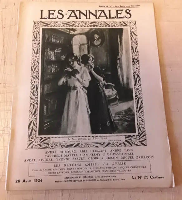 LES ANNALES N°2130 1924 Albert Lynch la Suisse Amérique latine