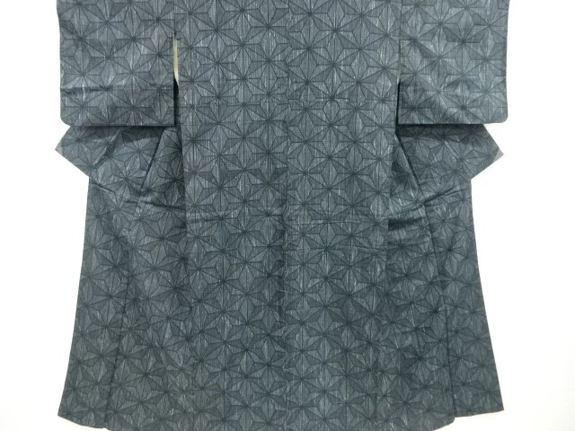 6570517: Japanese Kimono / Antique Kimono / Tsumugi / Woven Asanoha
