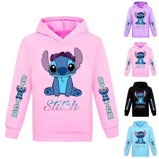 Kids Girls Boys Lilo & Stitch Pullovers Hoodies Sweatshirts Casual Hooded Top AU