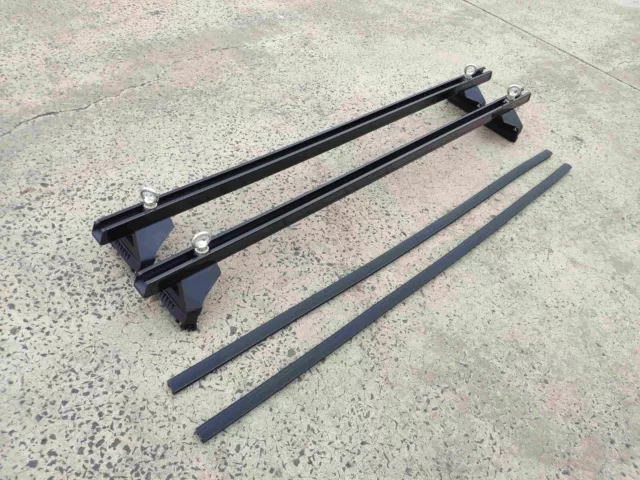 2 x 4" Heavy Duty Black Aluminium Roof Rack to suit Gutter Rail Mount Vehicles