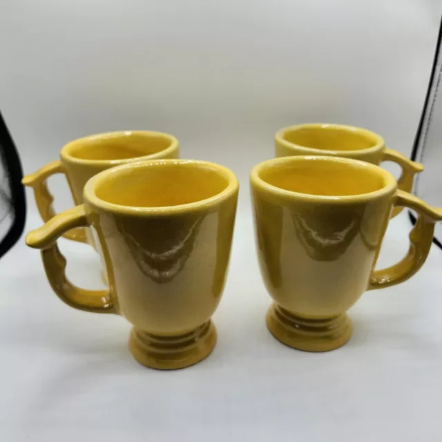 VTG Frankoma WESTWIND Autumn Yellow 4.25" Mugs C12 MCM -Set of 4