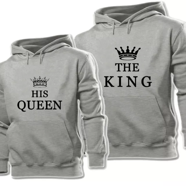 The King & His Queen Print Sweatshirt Couple Hoodies Graphic Hoody Hooded Tops