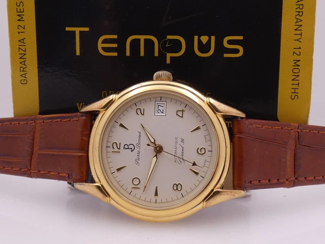 Pierre Bonnet Gerard 36 Automatic Date Oro 18 Kt Gold Filled Anni '90 Orologio
