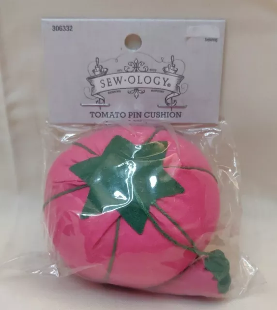 Sewology Pink Tomato Pin Cushion with Emery Pink Strawberry ~NEW