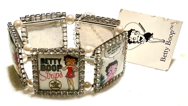 Betty Boop -Bracciale elastico con 5 figure diverse (cm. 3,3x3,3)