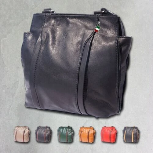 Sac Fourre-tout DESMO Florence En Cuir Bleu Marine - Grand Modèle Convertible - Occasion