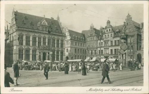 Ansichtskarte Bremen Marktplatz mit Schütting und Roland (9916)