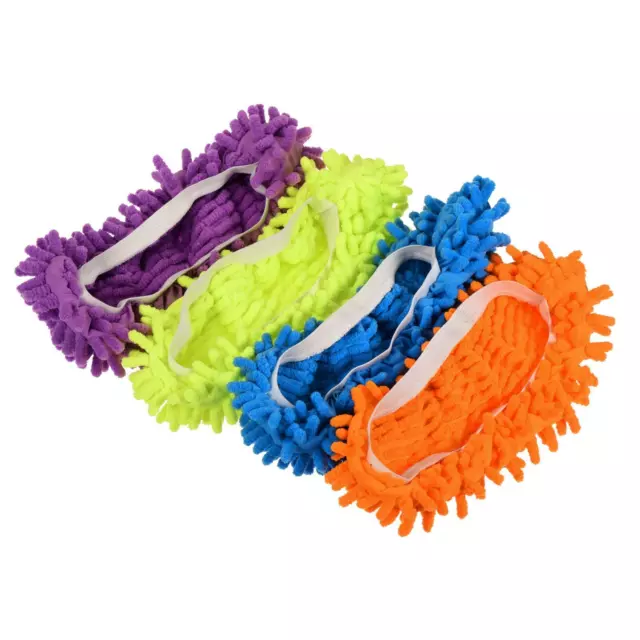 8pcs Cleaning Shoes Cover Chenille Microfiber Mop Green Blue Purple Orange