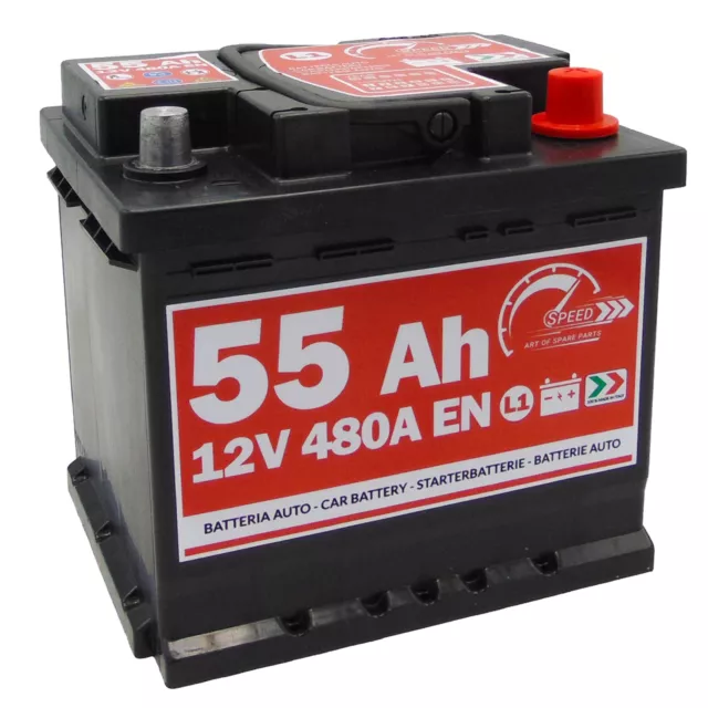 Autobatterie Speed 12V 55Ah 480A  Batterie statt 36Ah 44Ah 45Ah 50Ah 52Ah 54Ah